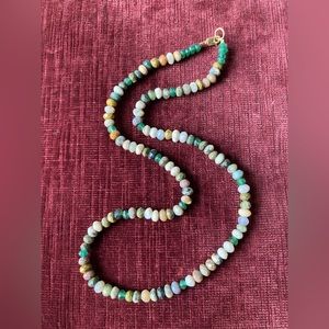 JASPER & EMERALD GEMSTONE NECKLACE with gold-fill clasp